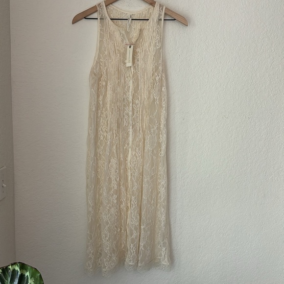NWT Anthropologie sheer ivory lace tunic size Small - Picture 1 of 8